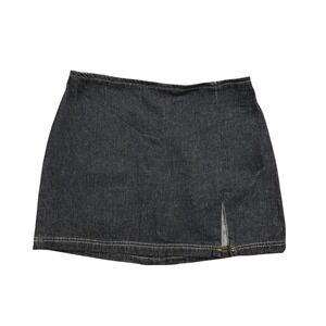 Amanda Uprichard Denim Mini Skirt Y2K Dark Wash‎ Side Slit Size Small